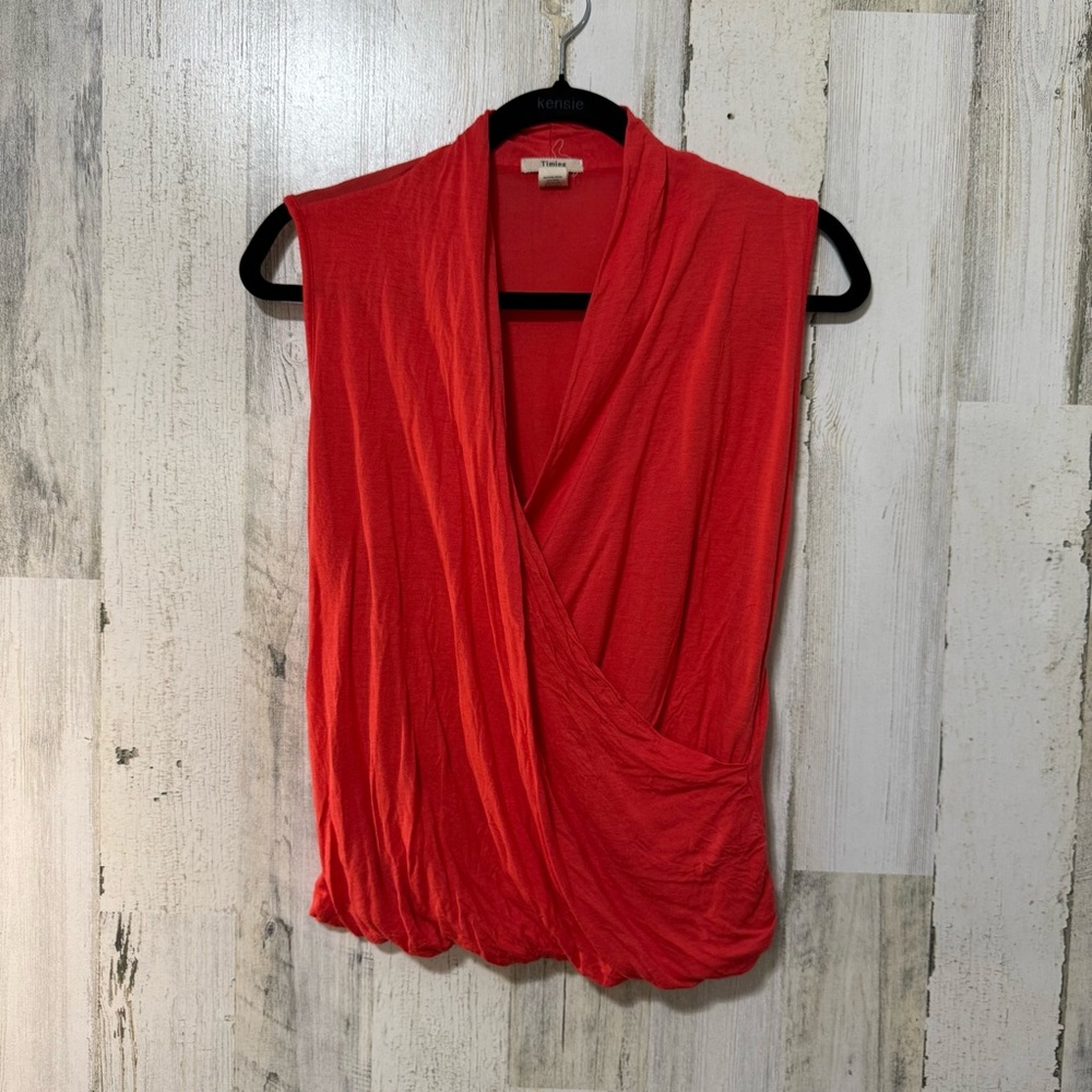 Timing Scarlet Sleeveless Drape Blouse